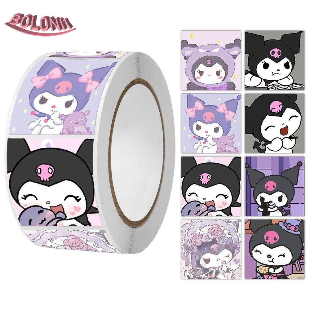 Bo Kuromi สติกเกอร์ฉลาก ลายเมโลดี้ กันน้ํา 500 ชิ้น ต่อม้วน สําหรับตกแต่งสมุดภาพ DIY