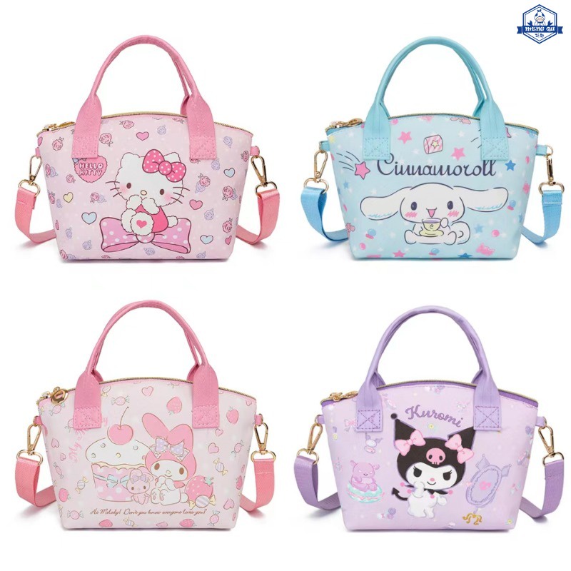 SANRIO กระเป๋าสตางค์ กระเป๋าสะพายไหล่ แบบหนัง กันน้ํา ลายการ์ตูน Kuromi Cinnamoroll Melody Hello Kitty แฟชั่นทันสมัย สําหรับเด็ก