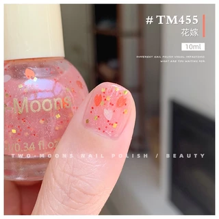 Two moons แบบมีกลิตเตอร์ สีทาเล็บกึ่งเจลสไตล์เกาหลี ทาเองได้ ไม่ต้องใช้เครื่องอบ สีสวยเหมือนไปทำที่ร้าน 💅🏻