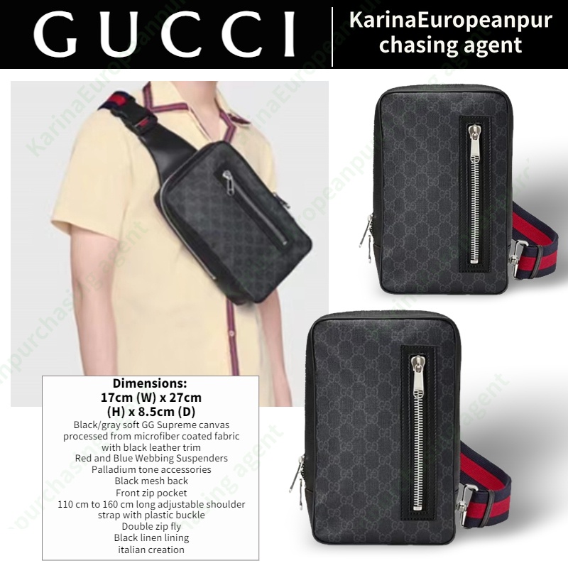 1 กุชชี่Gucci GG Supreme Men/Shoulder Bag / กระเป๋าใส่โทรศัพท์มือถือ/ 478325