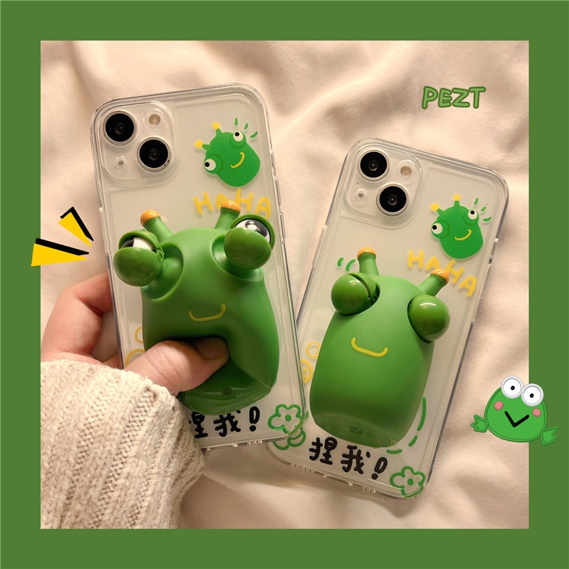 เคสโทรศัพท์มือถือ ซิลิโคนใส ลายกบบีบได้ สามมิติ สําหรับ Iphone 14pro 12 promax xsmax 13 mini plus 11 promax pro 6 splus 13
