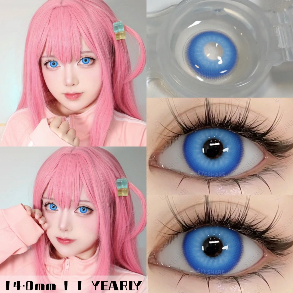 Eyeshare คอนแทคเลนส์คอสเพลย์ ลายการ์ตูนอนิเมะ ปีใหม่ สีฟ้า 1 คู่