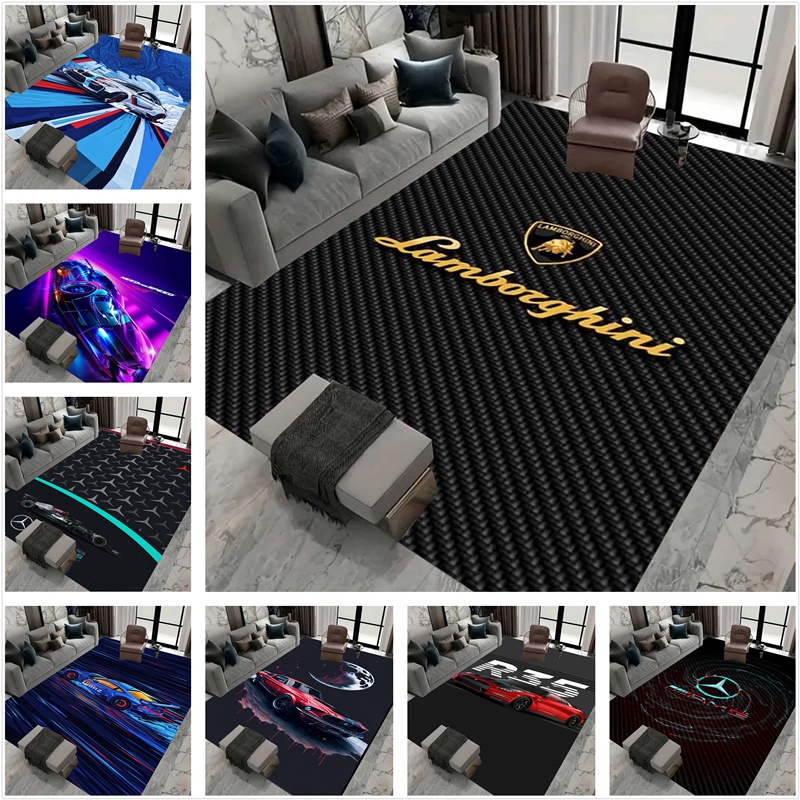 รถ ซุปเปอร์คาร์ GTR การแข่งรถ พิมพ์พรมห้องนั่งเล่นโซฟาพรมเด็กห้องนอนข้างเตียงพรมการดูดซึมน้ําและไม่ลื่นปรับแต่ง6
