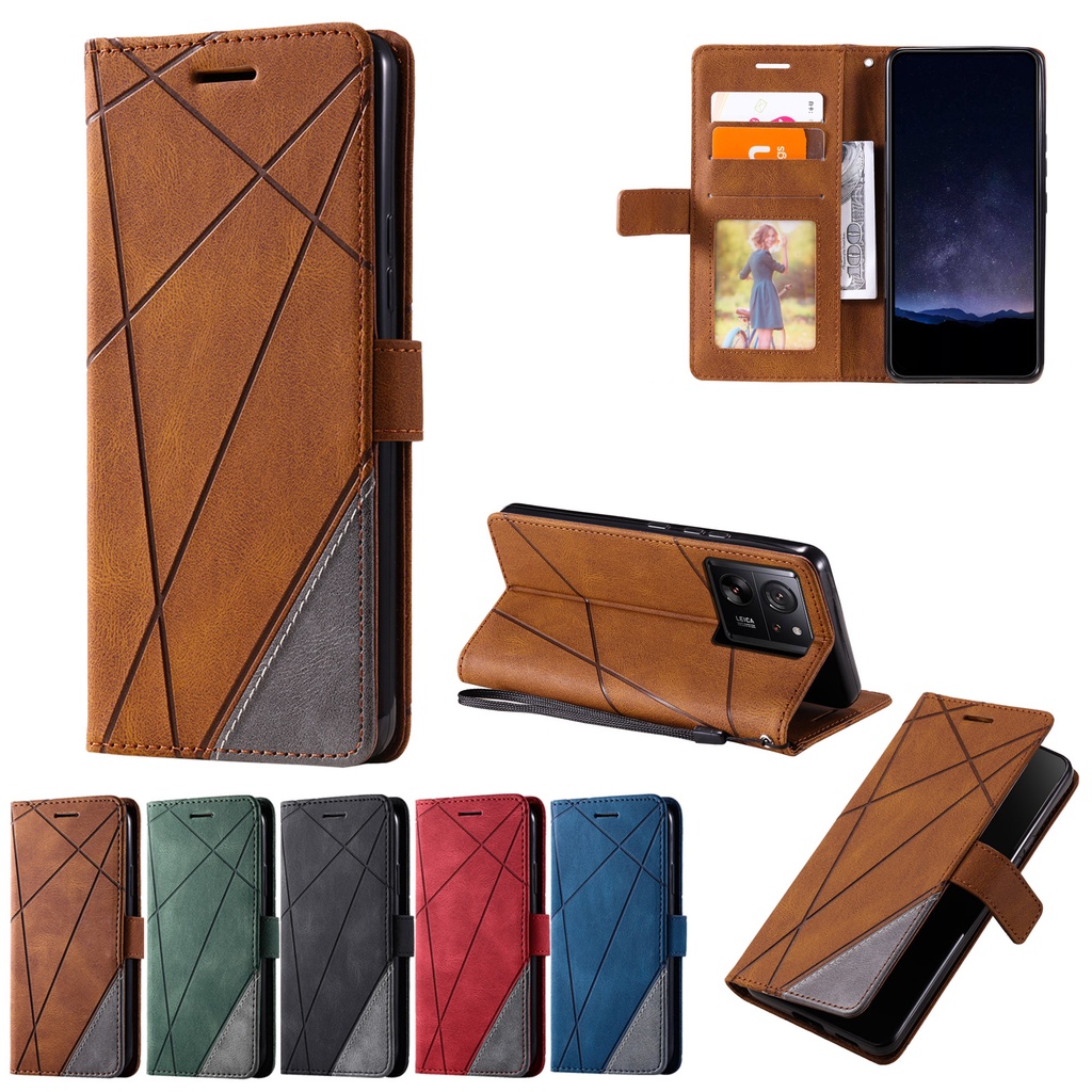 เคส Case for Xiaomi 14T Pro 14 Ultra 13T 12T 11T Mi 11 Lite 5G NE POCO M6 4G X4 X5 X6 M4 Pro 5G C65 M5s โทรศัพท์หนัง TPU นิ่ม ฝาพับ พร้อมช่องใส่บัตร และสายคล้อง สําหรับ Splice Leather Case Flip Cover Wallet ซองมือถือ ฝาพับหนัง