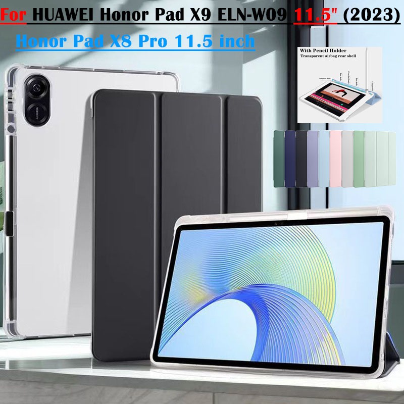 เคสแท็บเล็ตหนัง PU นิ่ม แบบฝาพับ พร้อมช่องใส่ปากกา สําหรับ HUAWEI Honor Pad X9 ELN-W09 11.5 นิ้ว (2023) Honor Pad X8 Pro