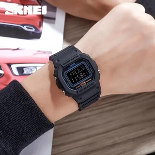 Skmei นาฬิกาข้อมือดิจิทัล มัลติฟังก์ชั่น นับถอยหลัง 2 เวลา สไตล์เรโทร แฟชั่น สําหรับผู้ชาย 1628