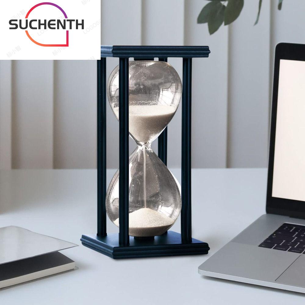 Suchenth นาฬิกาทรายจับเวลา 30 นาที แบบไม้ สีดํา สีขาว สไตล์วินเทจ สําหรับบ้าน