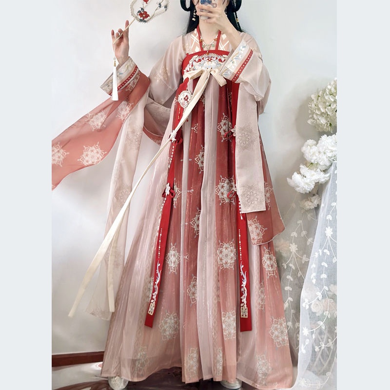 ต้นฉบับ [Qingyun] Made in Tang ชิ้นเดียวความยาวเต้านม Hanfu หญิงสไตล์จีนองค์ประกอบจีนฤดูใบไม้ผลิฤดูร้อนสไตล์ทุกวัน