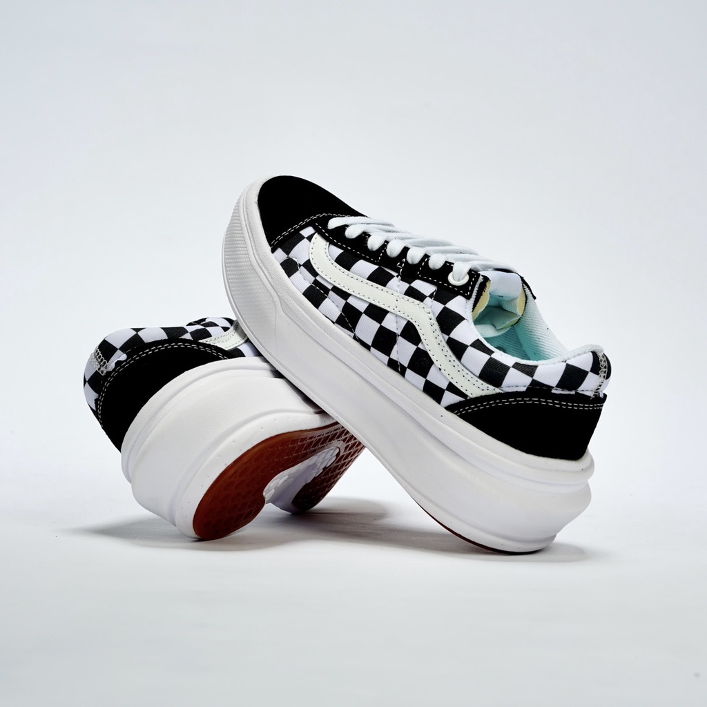 Vans Black White Checkerboard Thick-Soled Ultra-Light Old Skool Overt CC Checkered Height-Increasin