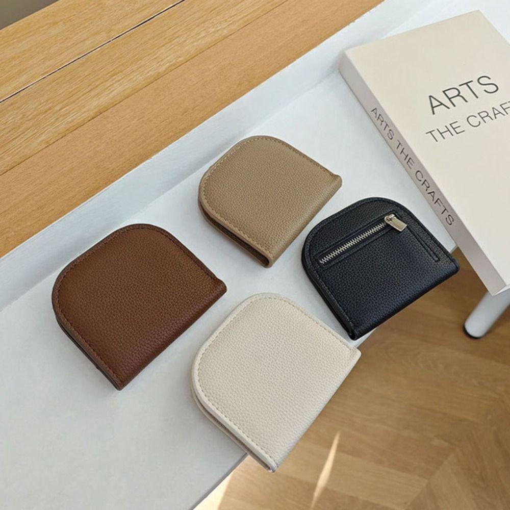 Yyoeo กระเป๋าสตางค์ใบสั้น, กระเป๋าใส่เหรียญพกพาขนาดเล็ก, อินมีซิปกระเป๋าบัตรหนัง PU สีทึบนักเรียน - รูปที่ 6