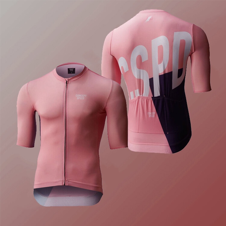 CSPD CONCEPT SPEED Cycling Jersey Areo Fit Race Cut 3 Back Pockets Full Zip หลากสี
