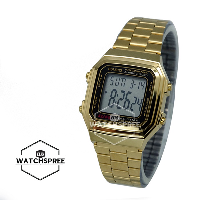 Casio Standard Digital Gold Stainless Steel Strap Watch A178WGA-1A
