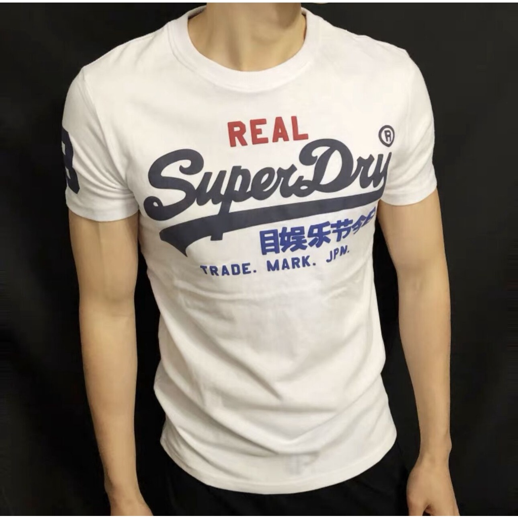 Superdry Superdry Mens Classic Letter Logo Printing T-Shirt Round Neck Slim Short Sleeves