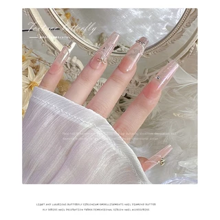 อุปกรณ์ตกแต่งเล็บสีทองและสีเงิน 10 ชิ้น / เครื่องประดับเพชรติดเล็บผูกโบว์คริสต์มาสอเนกประสงค์