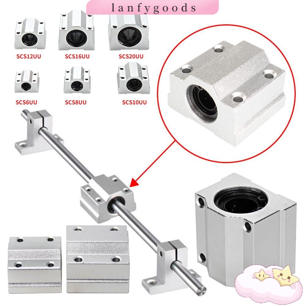 Lanfy บล็อกบูชชิ่งเพลาเราเตอร์ อะลูมิเนียม CNC น้ําหนักเบา สําหรับเครื่องพิมพ์ SCS8UU SCS10UU SCS12UU SCS16UU SCS20UU