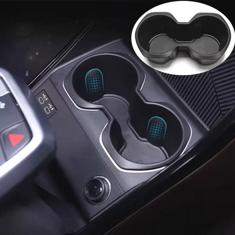 สําหรับ BMW X1 U11 2023-2024 TPE สีดํารถคอนโซลกลางถ้วยน้ํากล่องเก็บ Organizer Trim
