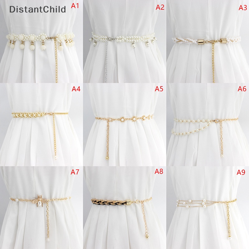 Dsth เข็มขัดคาดเอว ยางยืด ประดับลูกปัด ไข่มุก หรูหรา แฟชั่นสําหรับผู้หญิง