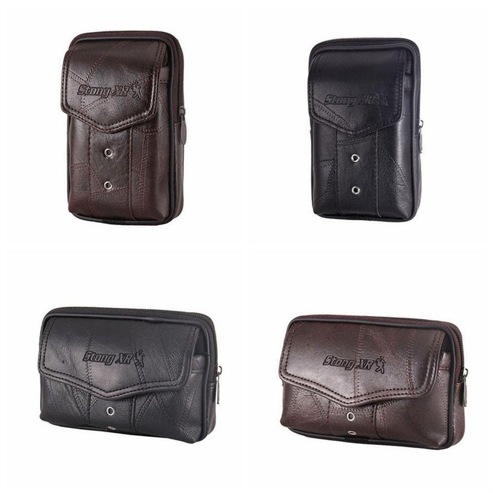 Yunhi Belt Wallet, Leather Large Capacity Mobile Phone Bag, Solid color Running Pouch