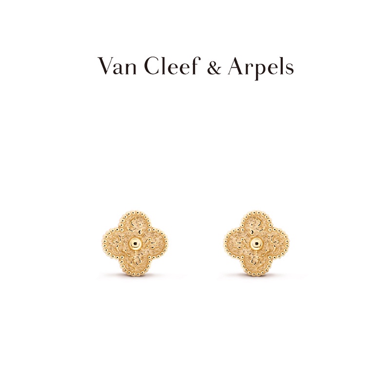[พร้อมกล่อง] ต่างหู Van Cleef &amp; Arpels Vca Alhambra สี่ใบ สีโรสโกลด์ ของขวัญสําหรับแฟนสาว