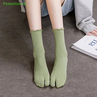 Peacellow ใหม่ ถุงเท้าผ้าฝ้าย สองนิ้ว สไตล์ฮาราจูกุ เรียบง่าย คุณภาพสูง สําหรับผู้ชาย และผู้หญิง 1 คู่