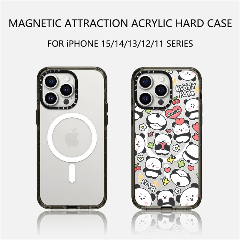 Casetify X เคสโทรศัพท์มือถืออะคริลิค TPU แข็ง แบบใส ขอบสีดํา และสีขาว พร้อมกล่อง สําหรับ Apple IPhone 11 12 13 14 15 Pro Max
