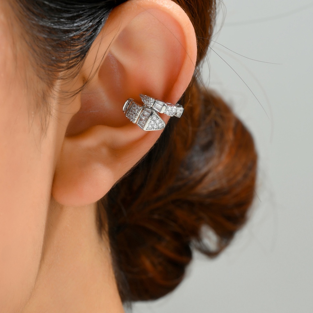 ear cuff ต่างหูแบบเกี่ยว ไม่ต้องเจาะหู สีเงิน