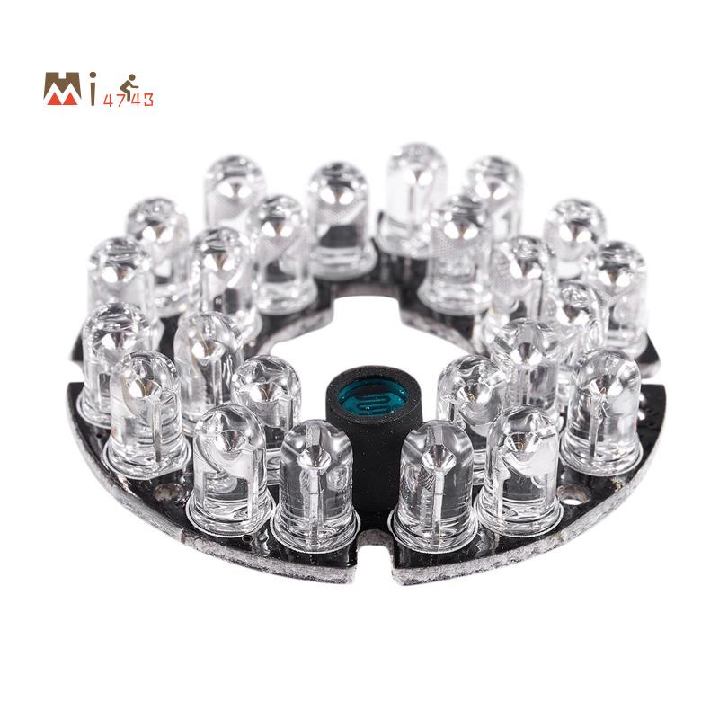 【Mi4743】กล้องวงจรปิด 10mil 90 องศา สีแดง 5 มม. หลอดไฟ LED 24 ดวง บอร์ดโคมไฟอินฟราเรด IR