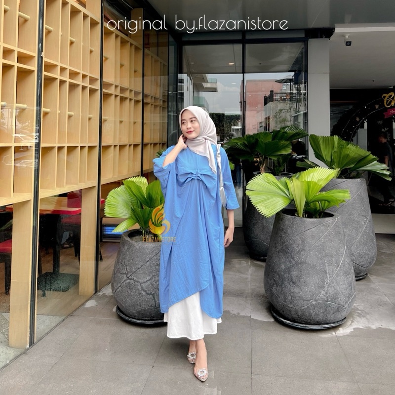 Zani-ZIZA BUSUI FRIENDLY PLAIN KAFTAN - FRONT ZIPPER MIDI DRESS KAFTAN