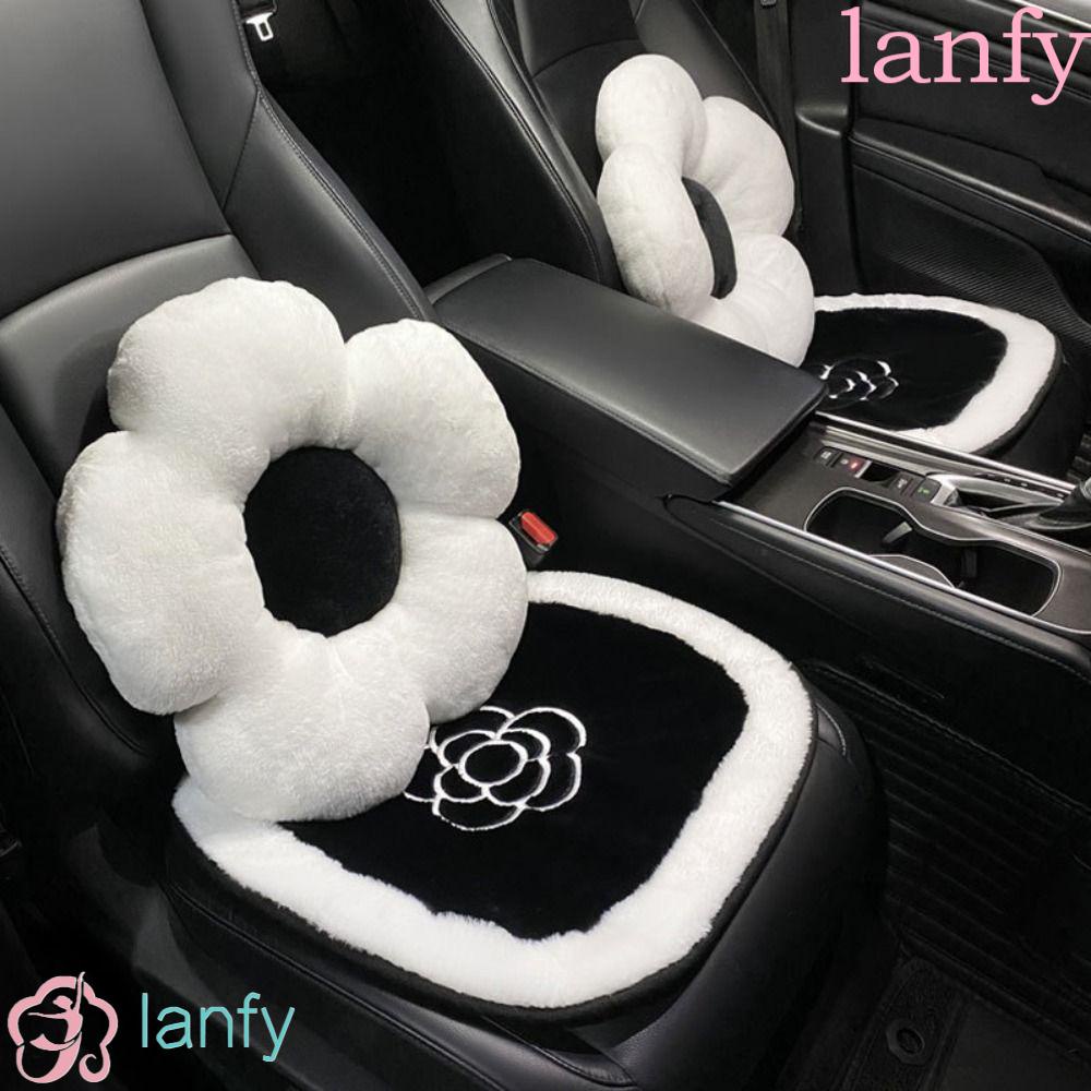Lanfy ผ้าคลุมเบาะรถยนต์ ผ้ากํามะหยี่ขนนิ่ม ให้ความอบอุ่น ป้องกันเบาะนั่งรถยนต์ ป้องกันอัตโนมัติ พนักพิงหลัง หมอนรองเอว รองรับเบาะรองนั่งเก้าอี้ด้านหน้า