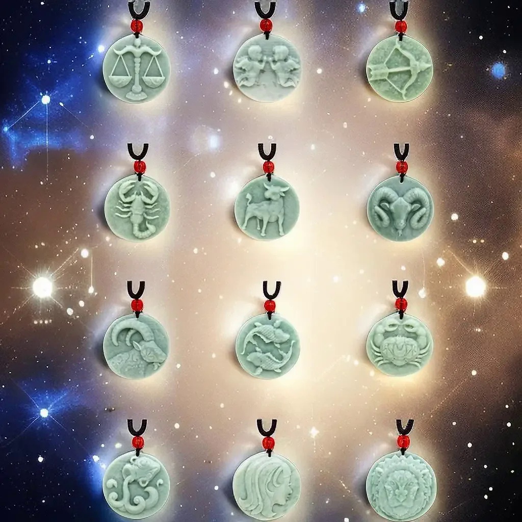 Natural Green Jade Zodiac Pendant Necklace Real Jewelry Gemstones Amulet Carved Fashion Talismans Am