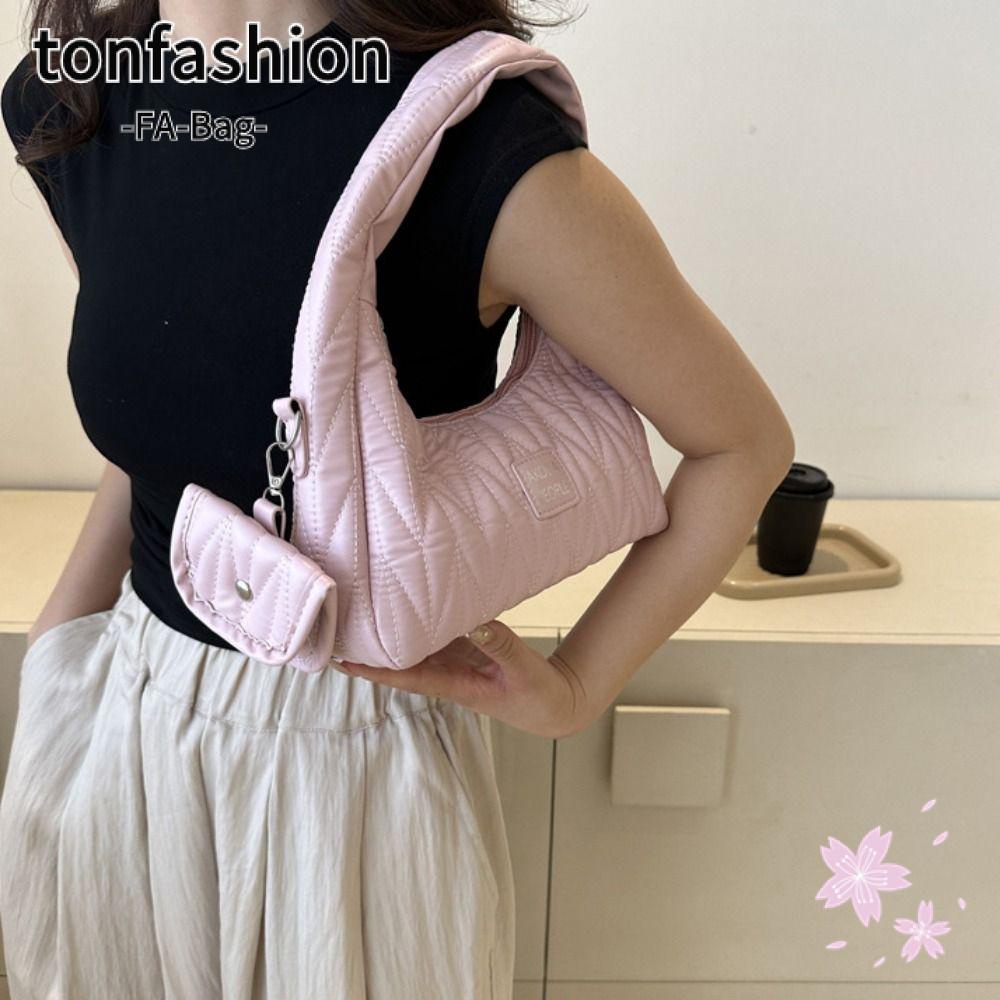 Tonfashion กระเป๋าถือ กระเป๋าสะพายไหล่ สะพายข้าง หนัง Pu ความจุสูง สีพื้น สําหรับผู้หญิง