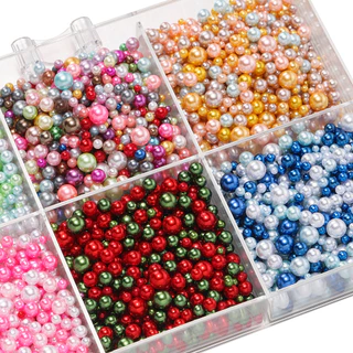10g ลูกปัดมุกไม่มีรู 3-7.5mm มุกเลียนแบบ สีพาสเทล/เมทัลลิค สำหรับแต่งเล็บ เคสโทรศัพท์ DIY งานแฮนด์เมด