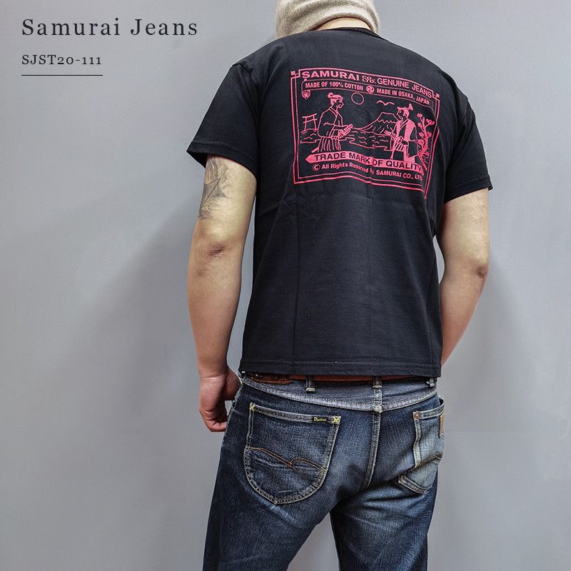 SAMURAI JEANS SAMURAI LOGO เสื้อยืดแขนสั้นฤดูร้อนผู้ชายผ้าฝ้ายแท้