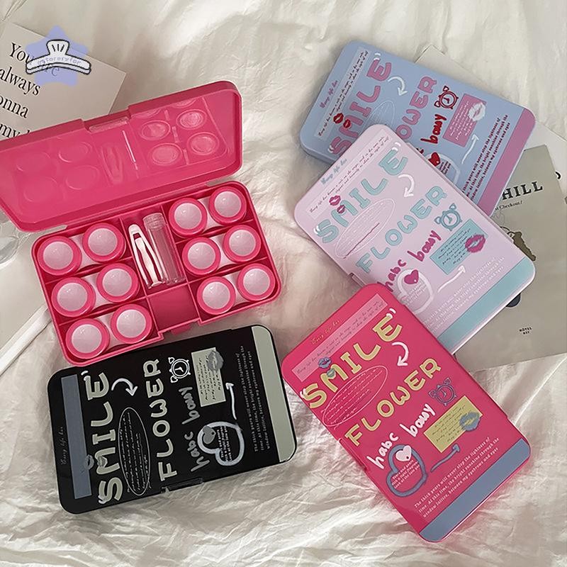 [estereryfor] ข้อความสร้างสรรค์กล่องคอนแทคเลนส์แบบพกพาแบบเรียบง่ายกล่องดูแลสหายกล่องคอนแทคเลนส์ VN