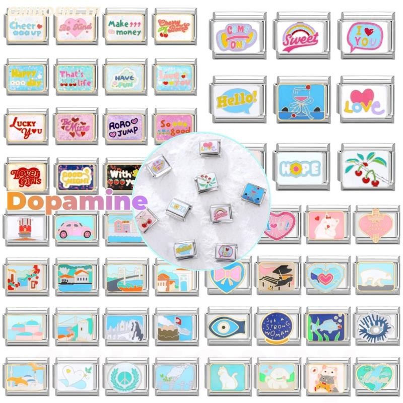 ยอดนิยม Love Unicorn Dopamine สี Charm Links Fit สร้อยข้อมือสแตนเลส 9 มม. ทําเครื่องประดับ