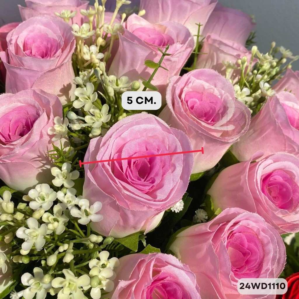 กุหลาบช่อ 30 ก้าน 20 ดอกแซมดอกดาว ดอกไม้ประดิษฐ์ ขนาดความยาว50cm.หน้าดอก 5 cm. - รูปที่ 4