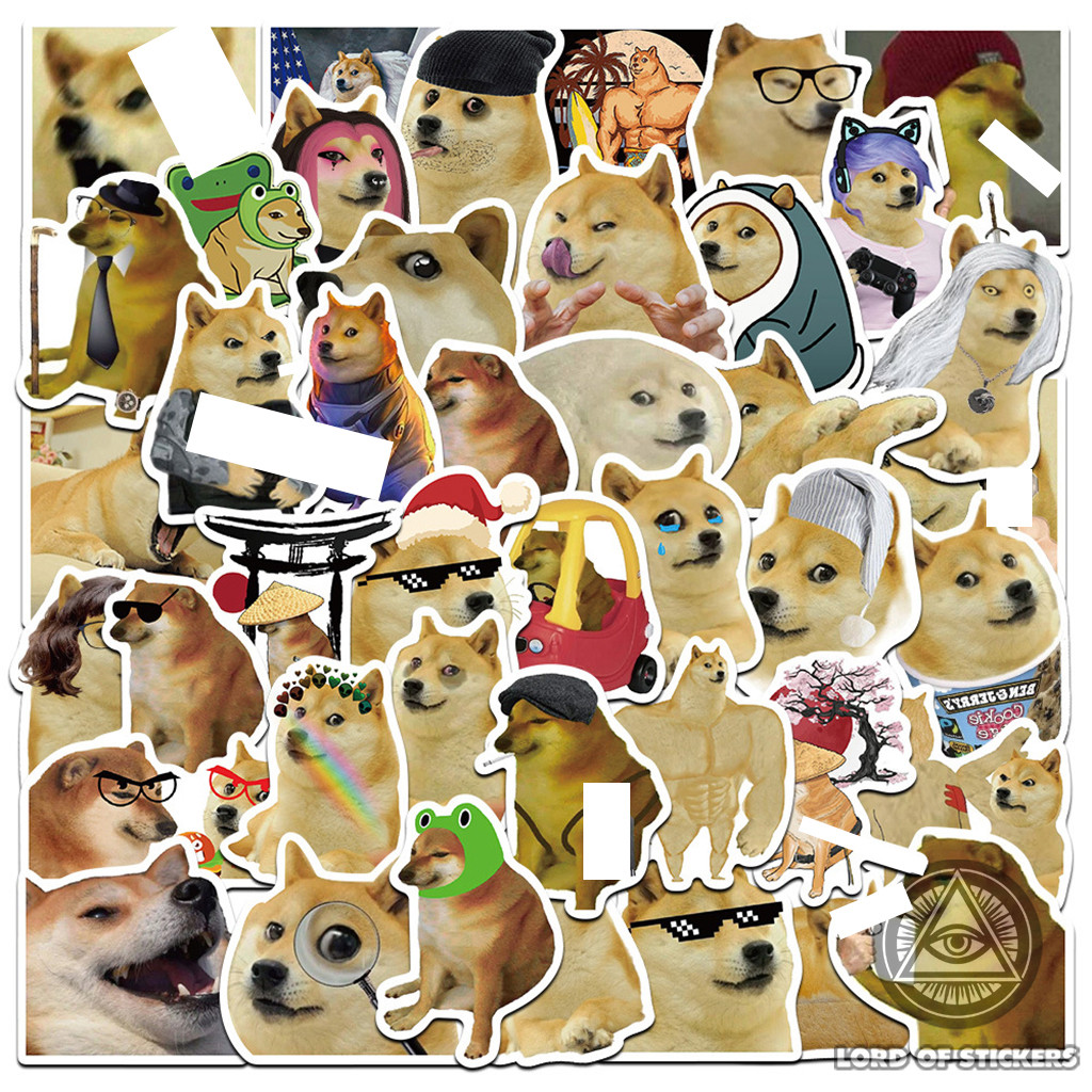 ชุด 50 ชิ้น Cheems Doge Funny Dog Meme สติ๊กเกอร์กันน้ําสําหรับตกแต่งหมวกกันน็อค สเก็ตบอร์ด รถยนต์ หนังสือ