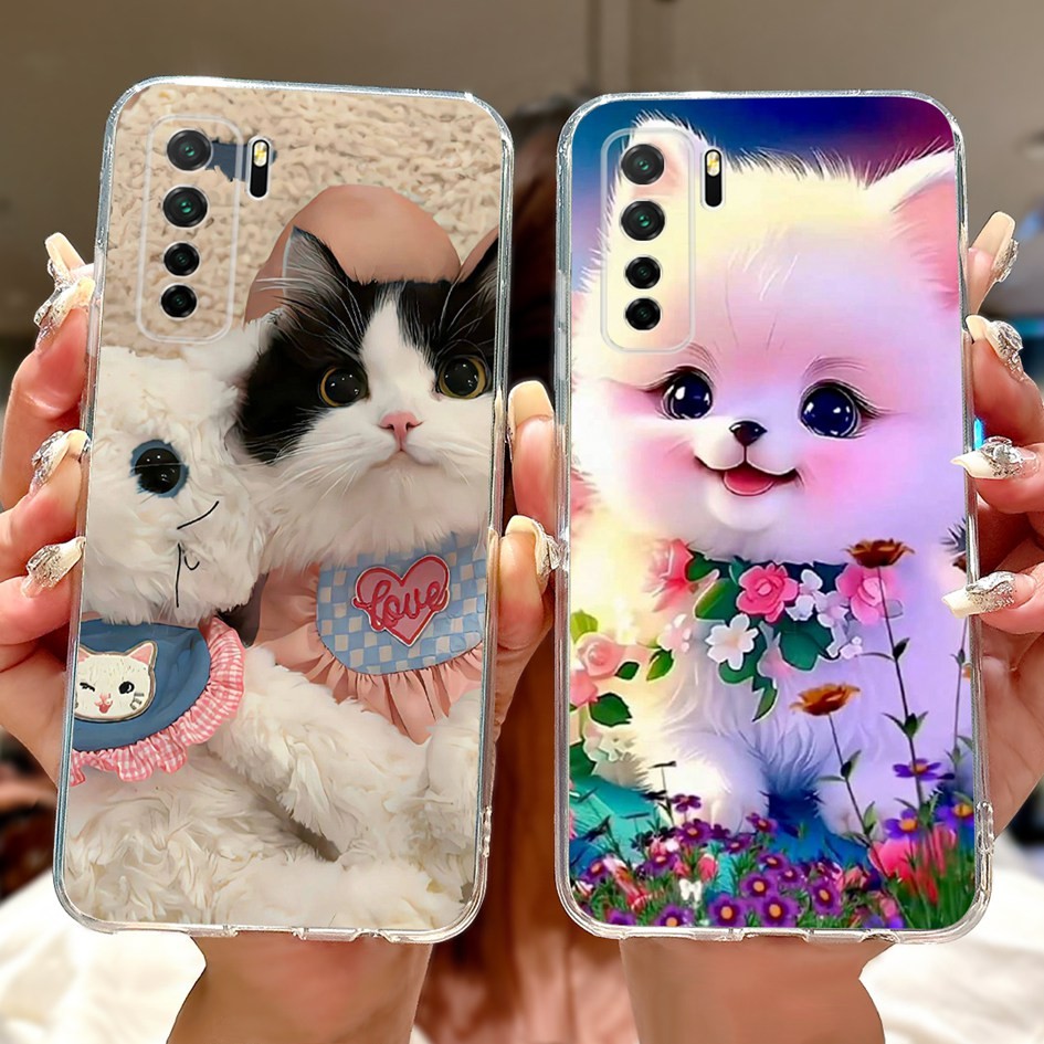 ปลอกสําหรับ Huawei Nova 7 SE P40 Lite 5G กรณี CDY-NX9A CDY-NX9B น่ารักการ์ตูนแมว Spider Lion สําหรับ