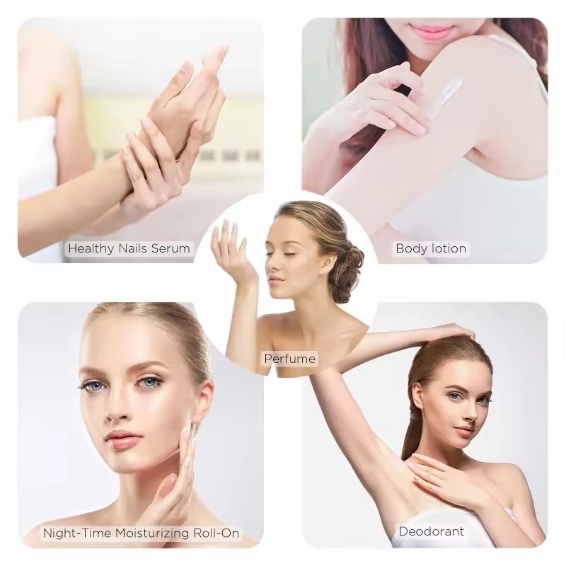 5ชิ้นขวดเปล่าลูกกลิ้งรีฟิล-ภาชนะเครื่องสําอางเดินทาง-สําหรับน้ําหอมน้ํามันหอมระเหย-นํากลับมาใช้ใหม่,ป้องกันการรั่ว,ระงับกลิ่นกาย-พลาสติกสีขาวม้วนบนขวด