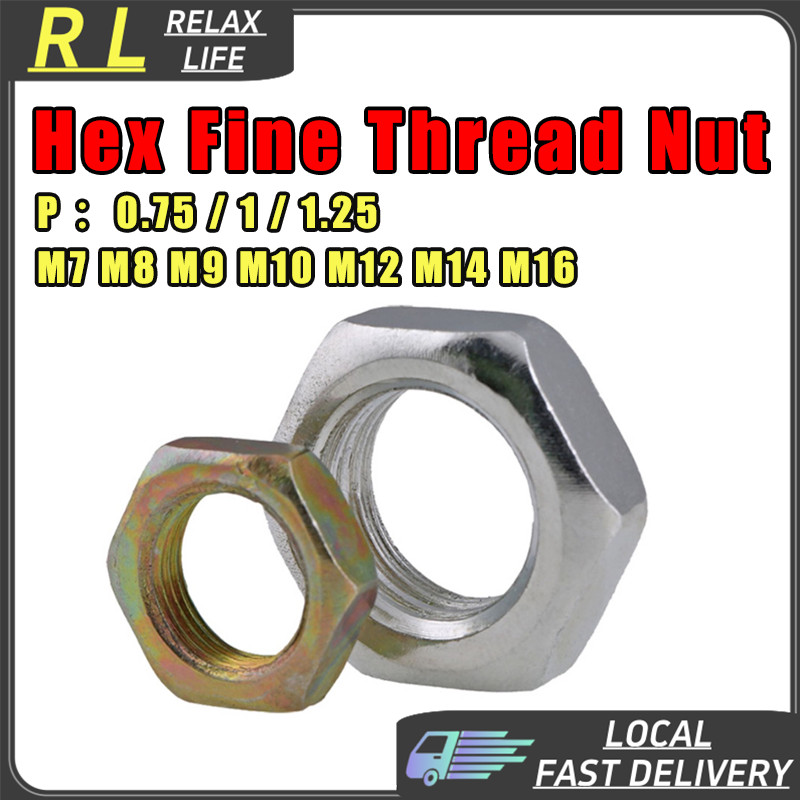 RL M7-M16 Hex Fine Nut ทองแดงสีขาวสังกะสีชุบ Hexagon Bolt Nuts 0.75 1 1.25 P ด้าย Pitch ทองเหลืองทอง