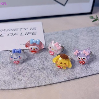 (KFL) แหวนเรซิ่น ลายการ์ตูนอนิเมะ Kawaii Kuromi Cinnamoroll ปรับได้ ของขวัญวันเกิด สําหรับเด็ก