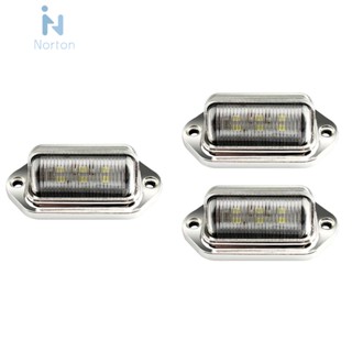 ไฟ Led 6 ดวง 12-24V 6500K สีเงิน สําหรับติดป้ายทะเบียนรถยนต์ รถบรรทุก เรือ [Norton.th]