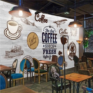 สติกเกอร์วอลเปเปอร์ ลายร้านกาแฟอเมริกัน 3d สําหรับติดตกแต่งผนังบ้าน ร้านอาหาร คาเฟ่