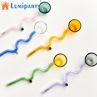 Lumiparty ช้อนแก้วใส ทนความร้อน หลากสี สําหรับตักกาแฟ ขนมหวาน