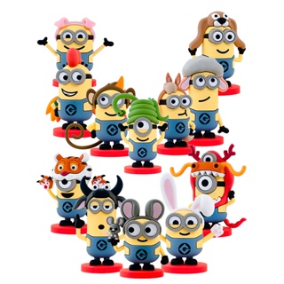 【ของแท้】ตุ๊กตาฟิกเกอร์ Despicable Me Action Figure Chinese Zodiac Minion น่ารัก สําหรับตกแต่งรถยนต์