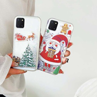 Ybd เคสโทรศัพท์มือถือ มีทรายไหล ลายต้นคริสต์มาส ซานตาคลอสน่ารัก สําหรับ Samsung Galaxy A11 M11 A21 A21S A81 A91 Note 10 Lite S10 Lite A80 A90