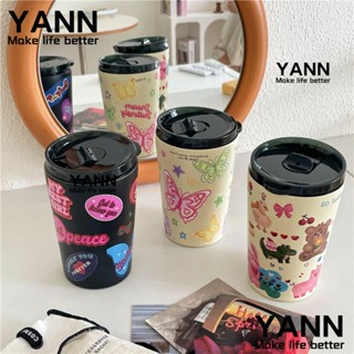 Yann1 แก้วกาแฟสุญญากาศ สเตนเลส ลายการ์ตูนน่ารัก ขนาด 360 มล. 360 มล. สําหรับผู้หญิง