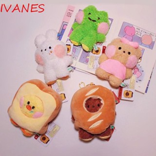 Ivanes พวงกุญแจ จี้ตุ๊กตาหมี กบ ไก่ ขนมปัง สีเหลือง ผ้าฝ้าย PP 10 ซม. สําหรับผู้หญิง