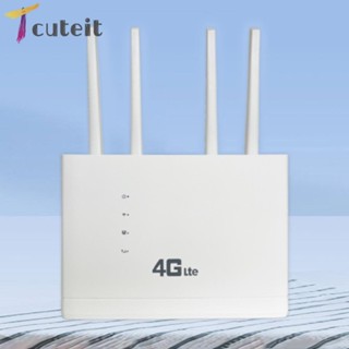 Tcuteit เราเตอร์ไร้สาย 4G 150Mbps WiFi 4 พอร์ต ซิมการ์ด ปรับได้