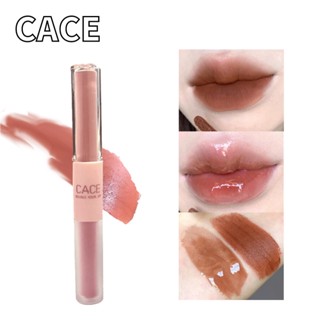 Cace ลิปสติก ลิปกลอส เนื้อแมตต์ สองหัว + ลิปสติกกระจก ให้ความชุ่มชื้น และสีง่าย อิ่มตัวต่ํา เครื่องสําอางสําหรับนักเรียน